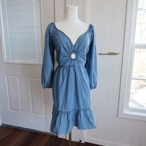 Speed Limit Womens Denim Chambray Dress Size L Western Cowgirl Cottagecore Indie